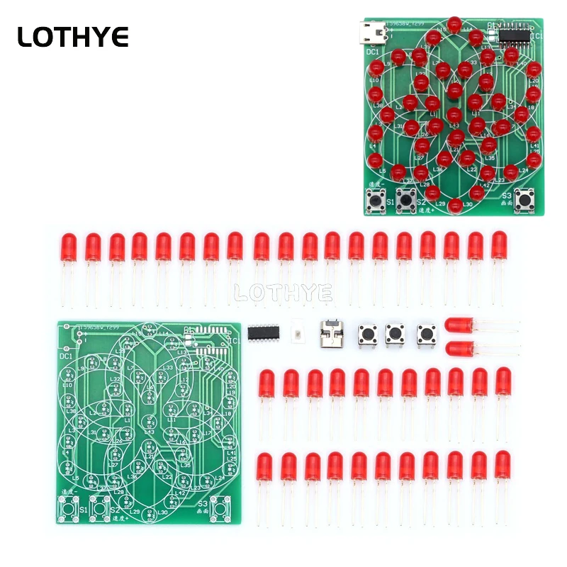 

43 LED Multi Style Pattern Electronic Windmill Flowing Water Light Fun DIY Electronic Kit 5V Soldering Component Training Suite