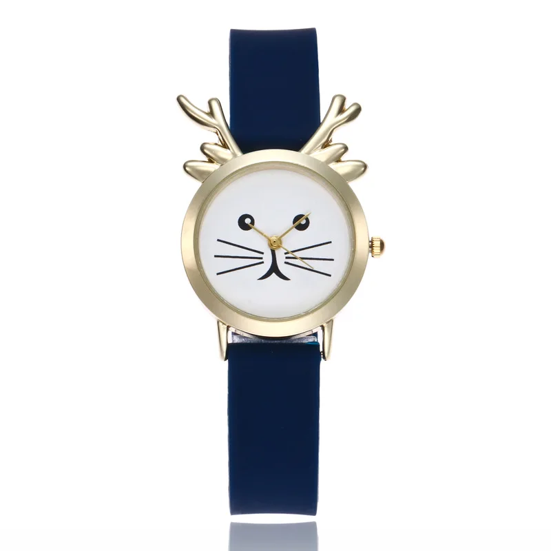 New Cartoon Cute Cat Rabbit Children Watch Silicone Band Quartz Watch Eye Beard Stereo Ear Student Kids Watch Birthday Xmas Gift