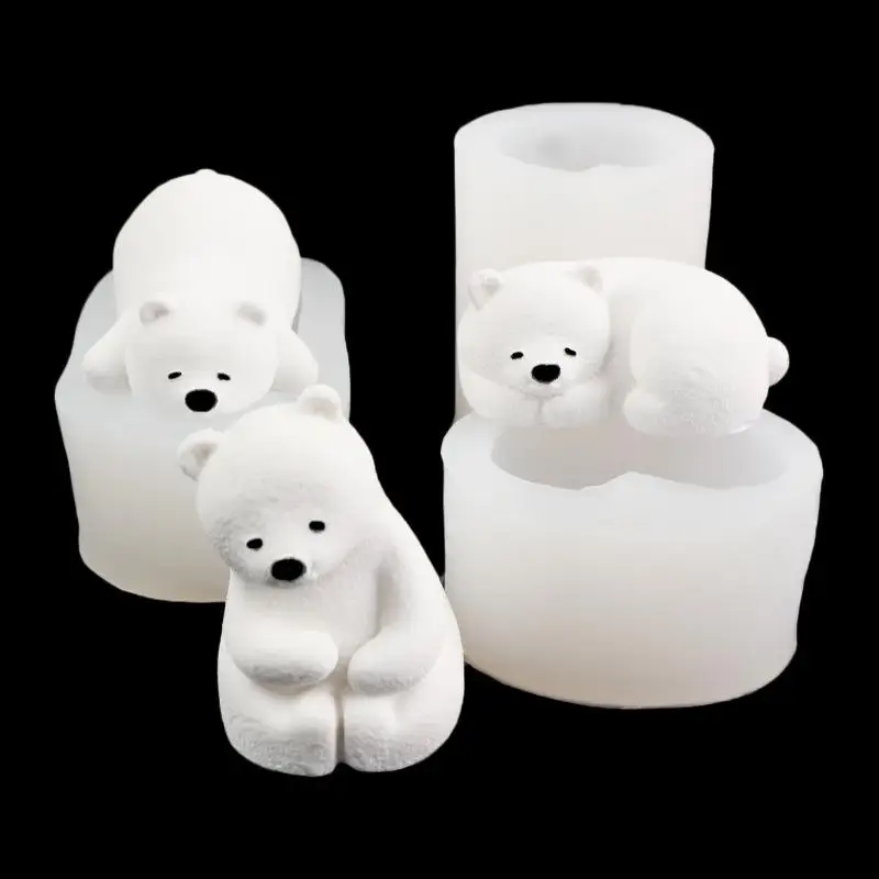 1pc DIY Handgemachte Fondant Ton Schokolade Form Bär Silikon Kerze Formen Mini 3D Eisbär Kerze Form Kuchen Dekoration