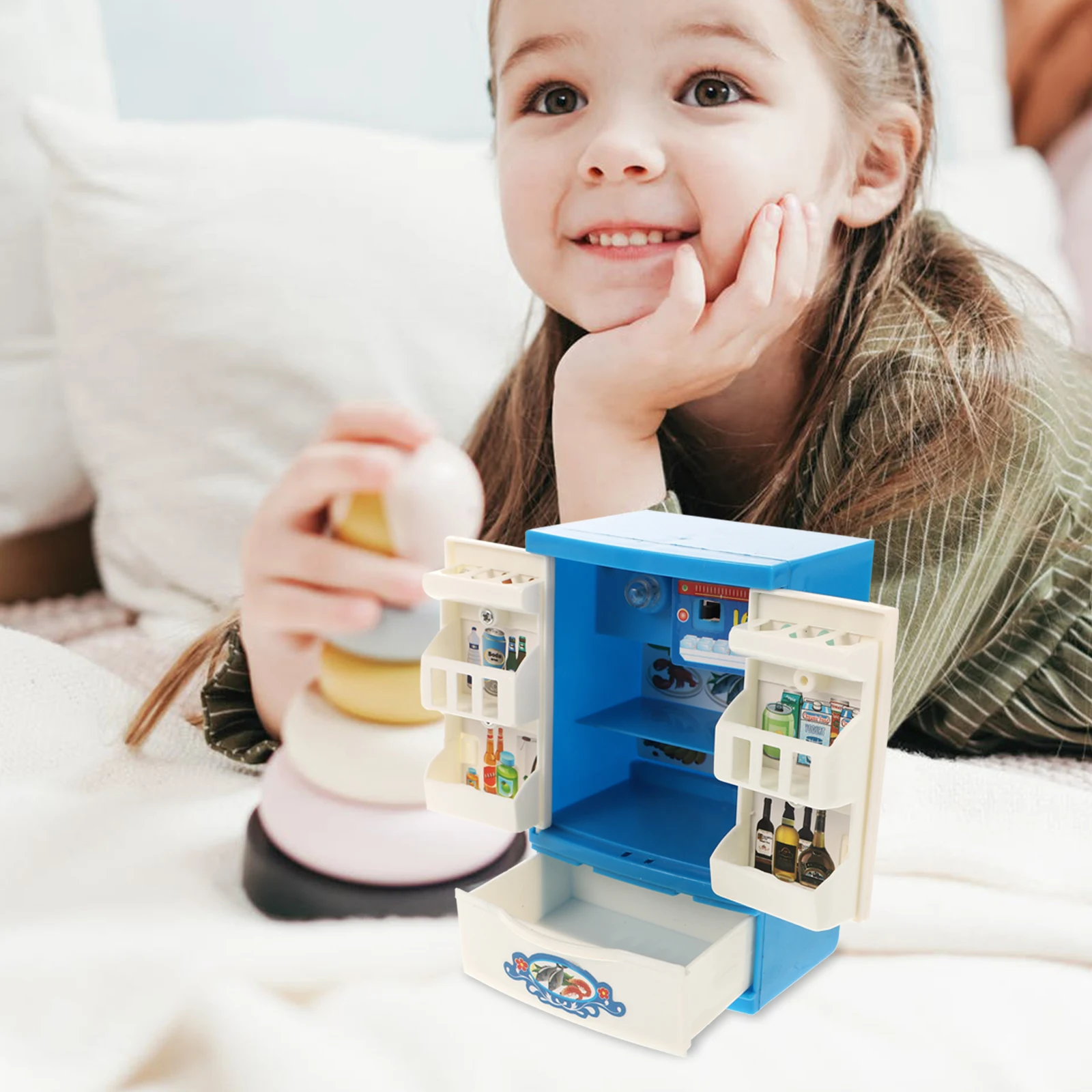 Mini refrigerador de juguete para niños, juguete de cocina simulado, desarrollo cognitivo divertido, superficie lisa, tamaño Mini de plástico