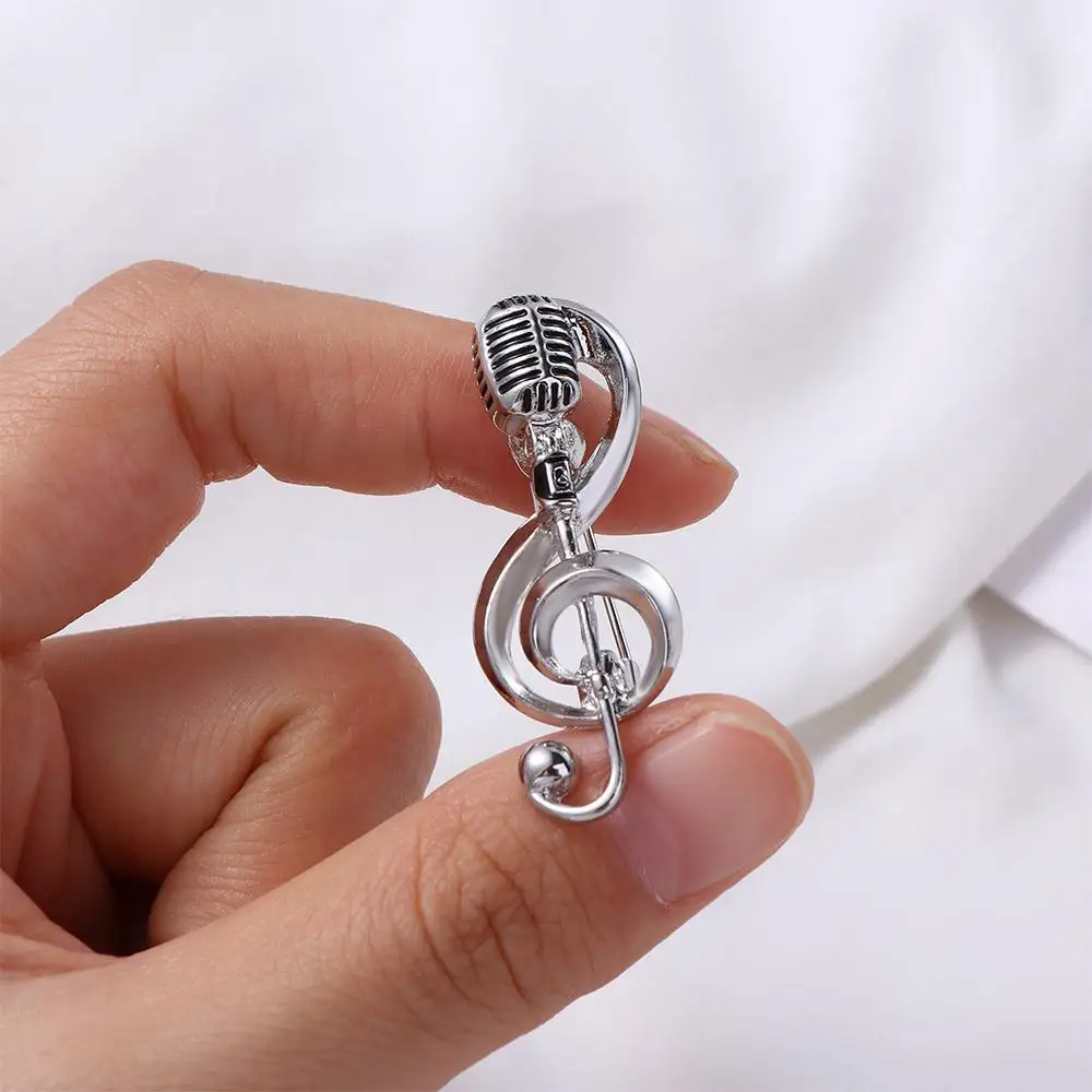 Cute Concert Singer Party Jewelry Accessories Lapel Brooch Microphone Brooches Music Note Brooch Brooches Pin Enamel Pin