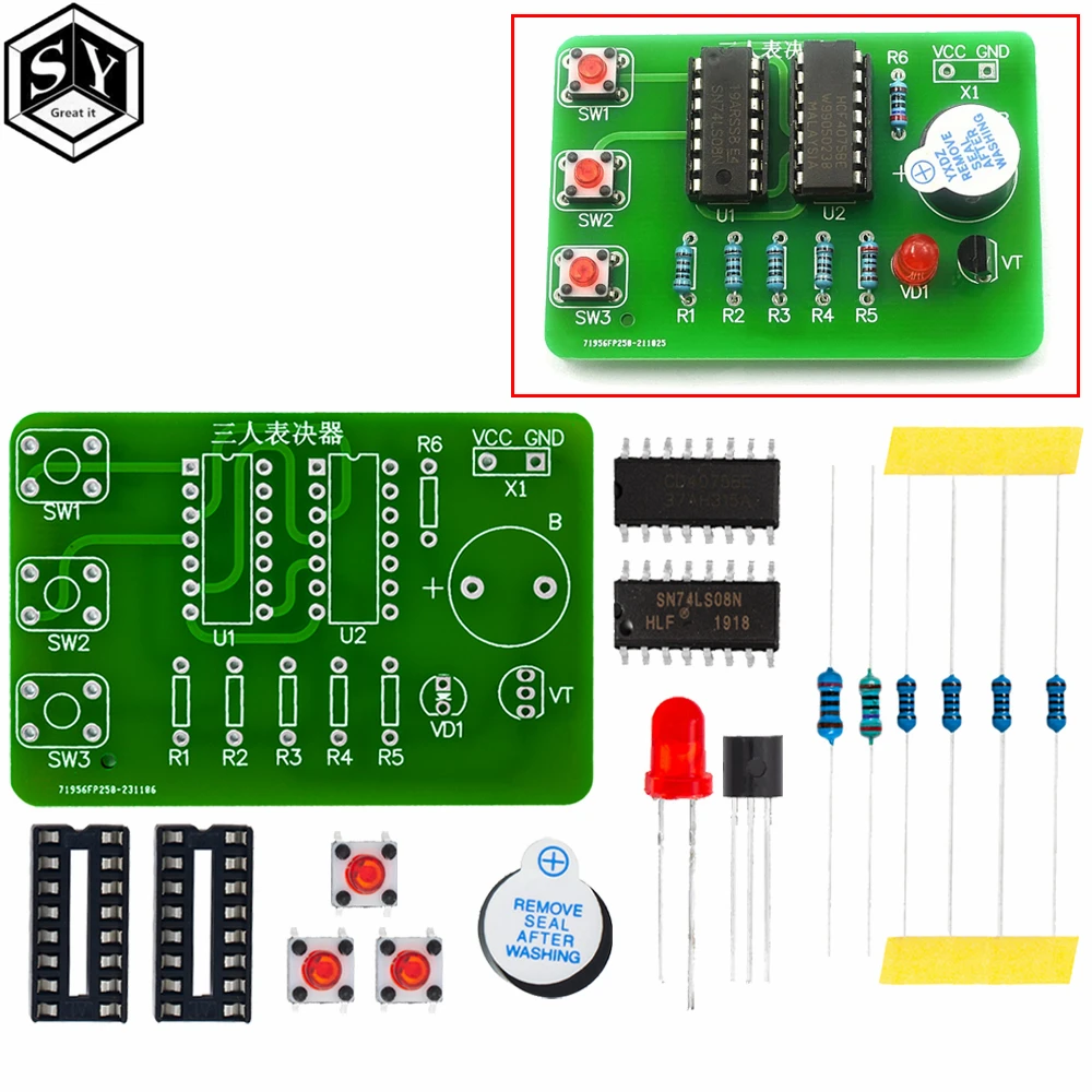 Three person Voter Making Kit DIY Non Gate Voter Digital Circuit Lab Kit for training student LABS on electronic principles