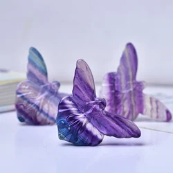 Natural Fluorite Butterfly Flower Fairy Ornaments Home Decorations Aquarium Room Decor Mineral Stones Crystals Crystal Gift