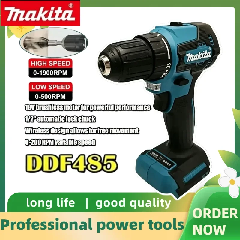 Makita DDF485 LXT Brushless Rechargeable Drill 10MM Compact Cordless Screwdriver Multifunctional Handheld Power Driver