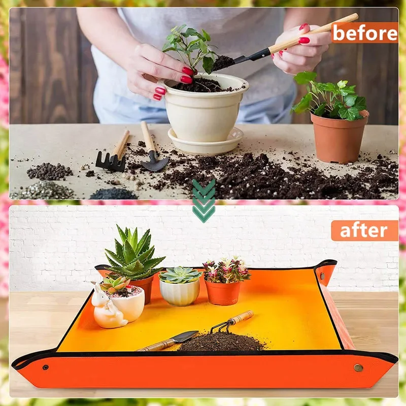 Plant Repotting Mat Foldable Succulent Potting Mats Waterproof Flower Tray Transplanting Pad Potting Soil Control Gardening Pots