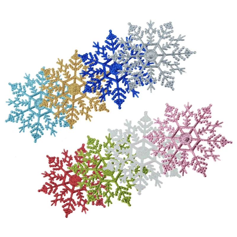 10cm Plastic Powder Snowflake Colorful Plastic Snowflake Decoration Indoor House Restaurant Bar Party Party Decoration