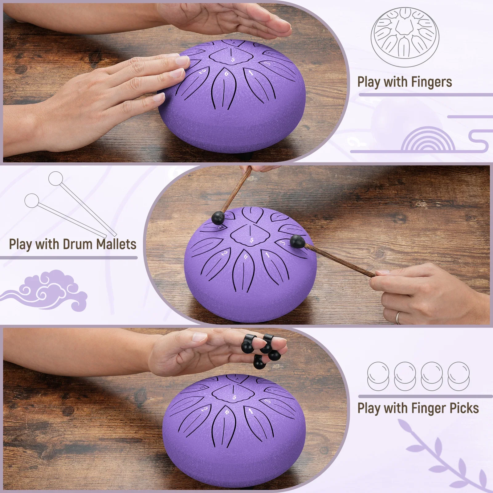 

Звукотерапевтический стальной барабан с язычком от Klawisz Lekato 11-Note C, 6-дюймовый дизайн из сплава для снятия стресса, занятий йогой и осознанностью