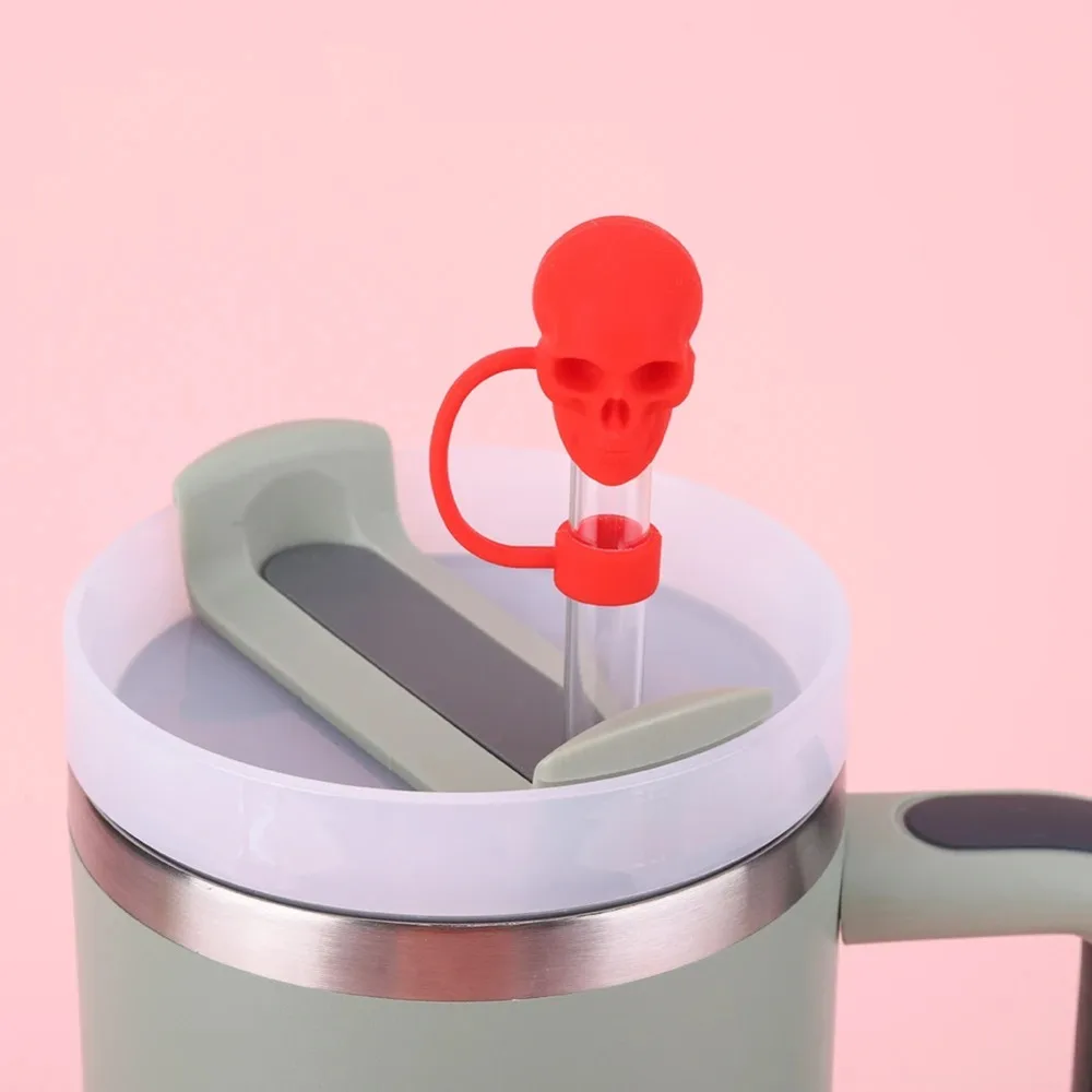 New Silicone Skull Straw Cap Proof Splash Drinking Straw Cover Dustproof Reusable Straw Topper