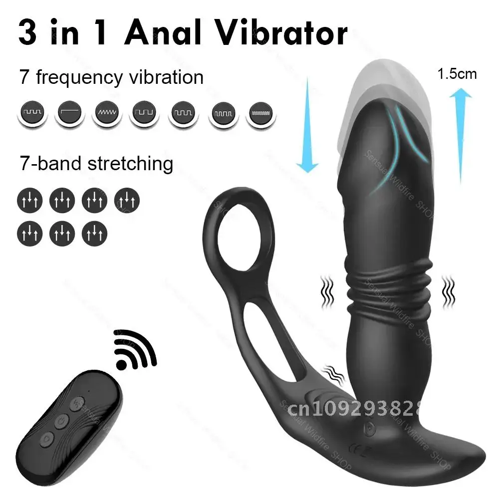 Vibrador Anal de silicona estimulador de retardo de empuje masajeador eyaculación de próstata anillo trasero para consoladores de enchufe hombres bloqueo juguetes anales sexo