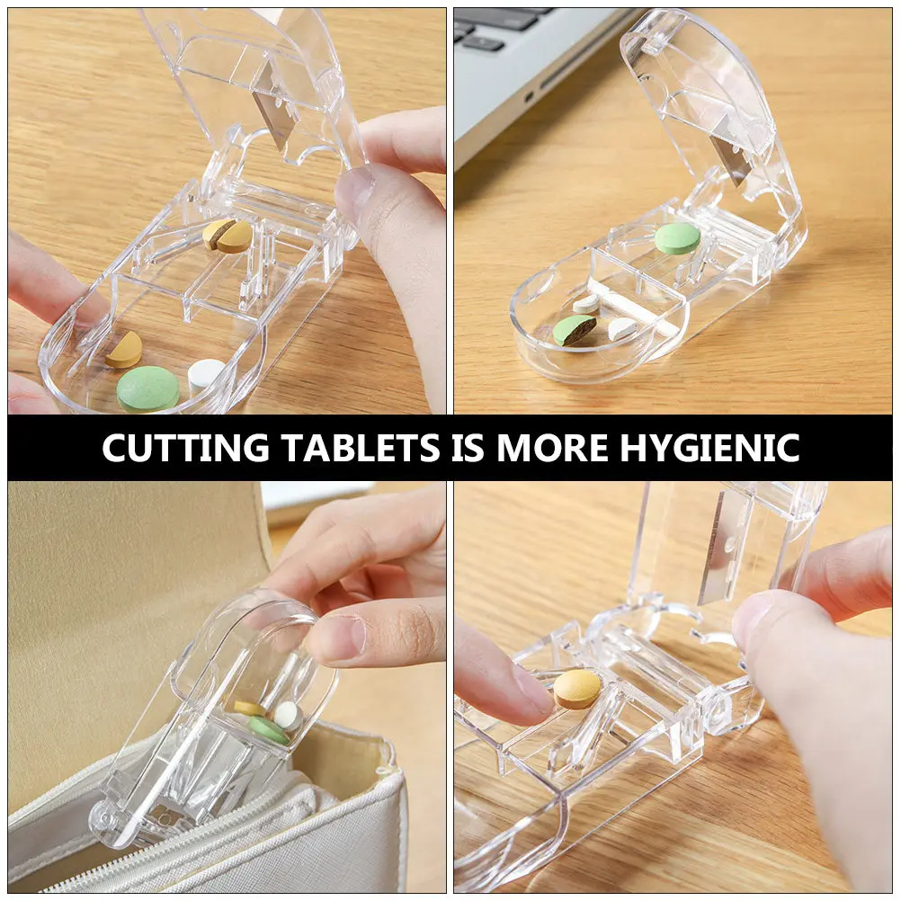 

6Pcs Tablet Splitter Professional Pill Cutter Portable Mini Tablet Cutter V Groove Design Small Pills Cutting Tools Travel