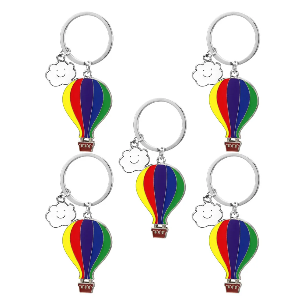 

5pcs Hot Air Balloon Keychain Colorful Zinc Alloy Travel Souvenir Cute Keychains Bag Decorative Lightweight Durable