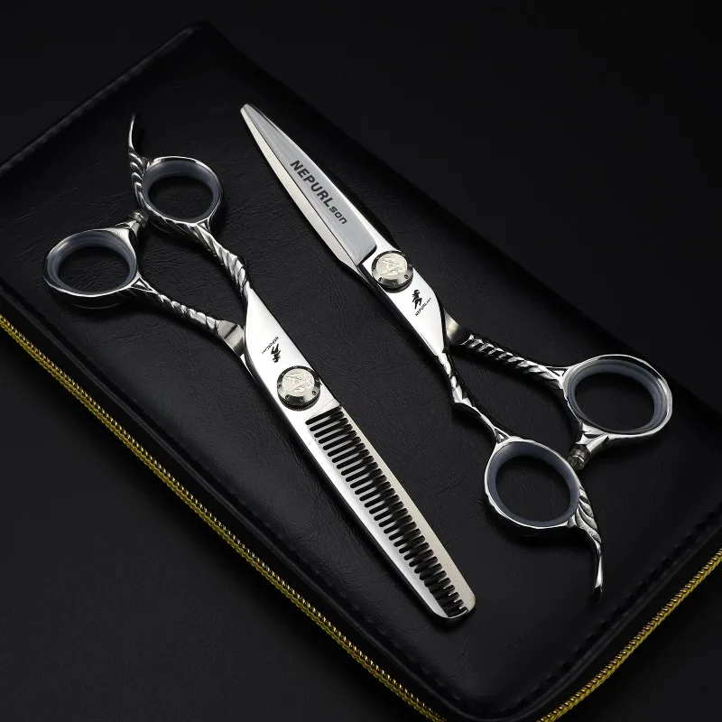 NEPURLson 6.0inch DMX handle left-handed hair scissors  specially designed for left-handers cutting/thinning shears sharp beauty