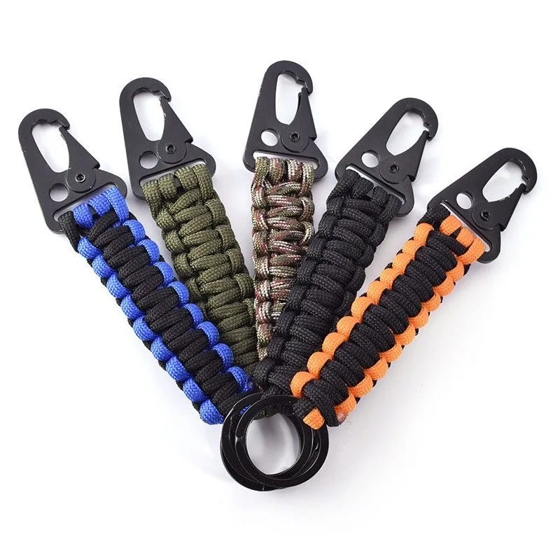 Paracord chaveiro mosquetão clipes militar trançado pára-quedas corda cordão chaveiro sobrevivência ao ar livre ferramentas edc para acampamento caminhadas