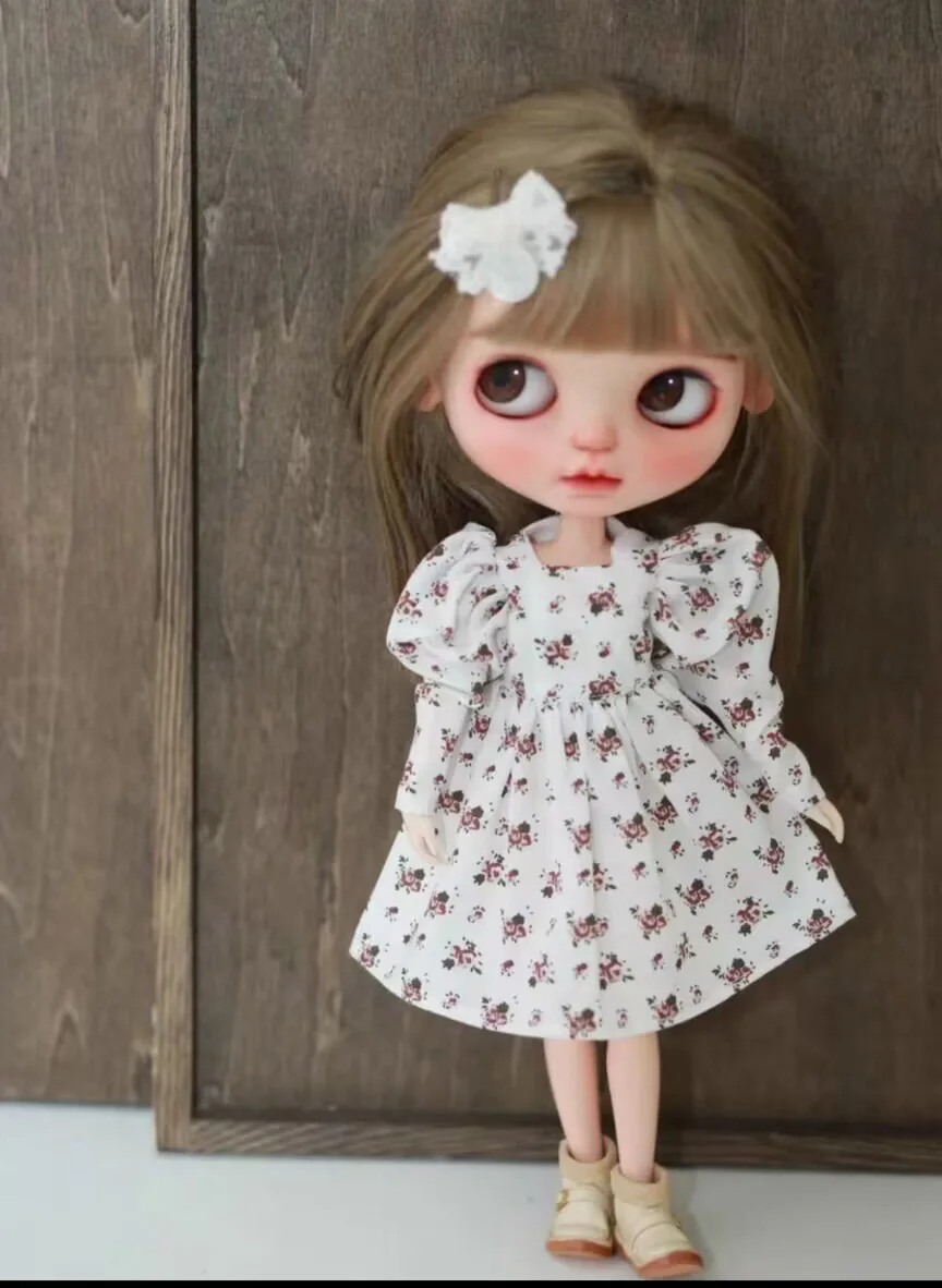 2025 high quality Rural style flower pattern 1pcs Blythe one-piece dress 1/6 30cm(Fit for azone,Pullip,Ob22/24/26, Licca)