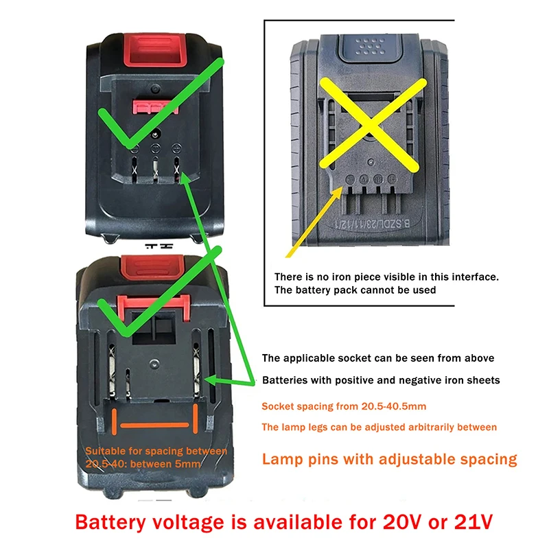 New Power Tool Accessories 14W LED Work Light For Various General-Purpose Mak And Other 20V-21V Li-ion Battery