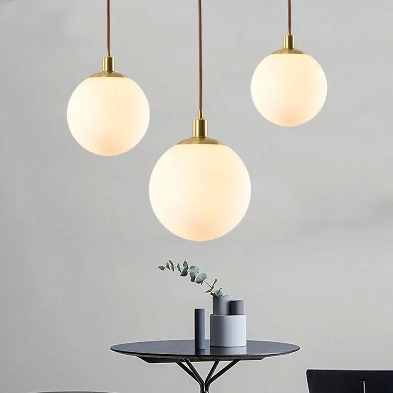 Nordic Glass Pendant Lights 8-50cm Round Ball Home Hanging Lamps For Bar Bedroom Living Room Coffee Decoration Luminaires Lustre