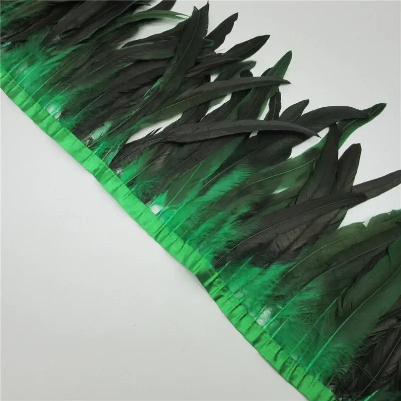 10 yard Rooster Tail Feathers Trim Fringe for Craft Plumas 25-30cm Black Feathers Ribbon DIY Sewing Clothing Party Decorations