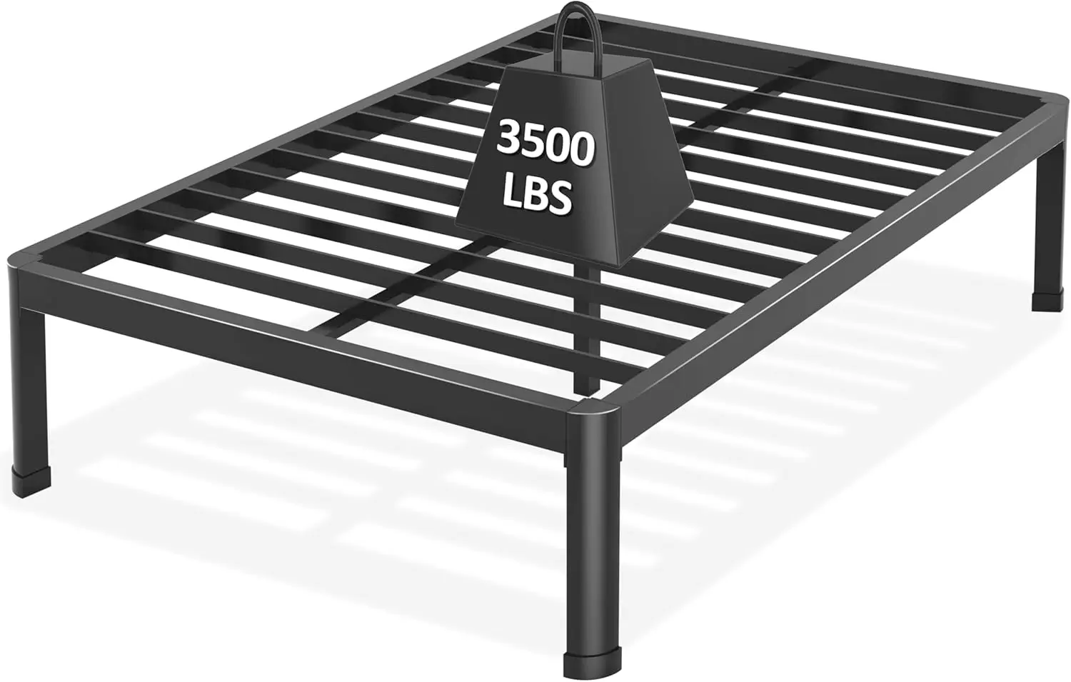 Full Bed Frame With Round Corner Edge Legs, 14 Inch Heavy Duty Support 3500 Lbs Metal Platform Bed Frame Full Size, No Box