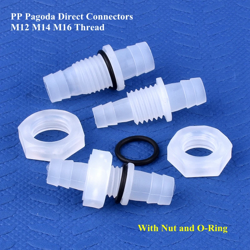 5~200pcs M12~M16 To 8~12mm PP Pagoda Direct Connector With Nut O-Ring Aquarium Tank Air Pump Adapter Irrigation Water Hose Joint