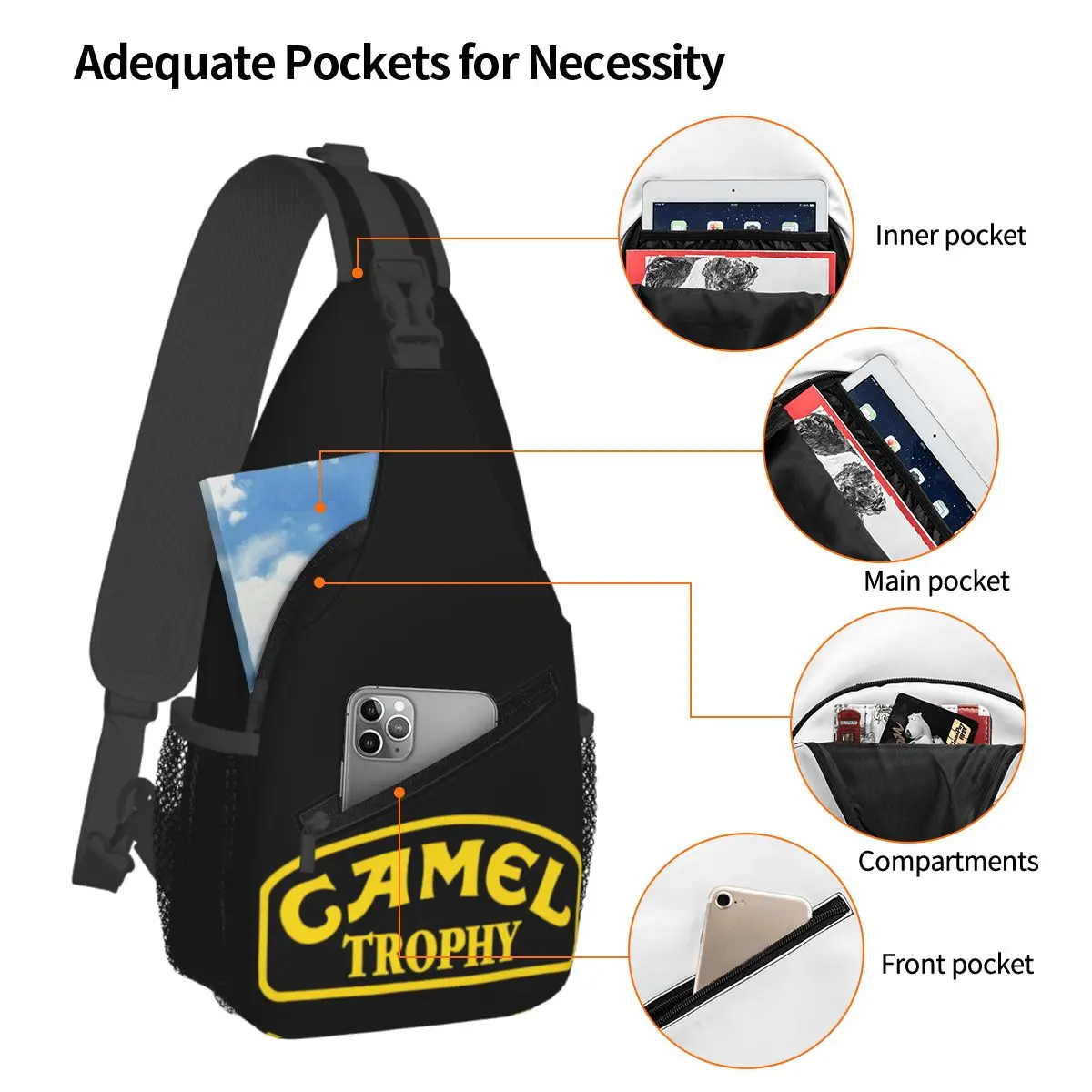 Camel Trophy Crossbody Sling Bags Men Women Chest Bag Shoulder Backpack Daypack for Travel Hiking Travel Bookbag