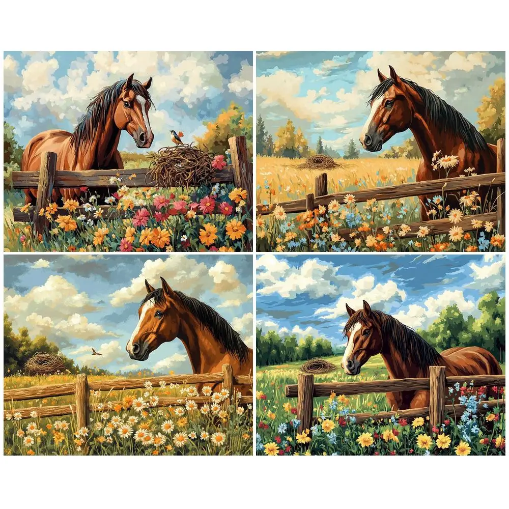 

GATYZTORY 40x50cm Painting By Numbers With Frame Horse Animals Drawing By Numbers For Adults Wall Decor On Canvas Handmade Gift