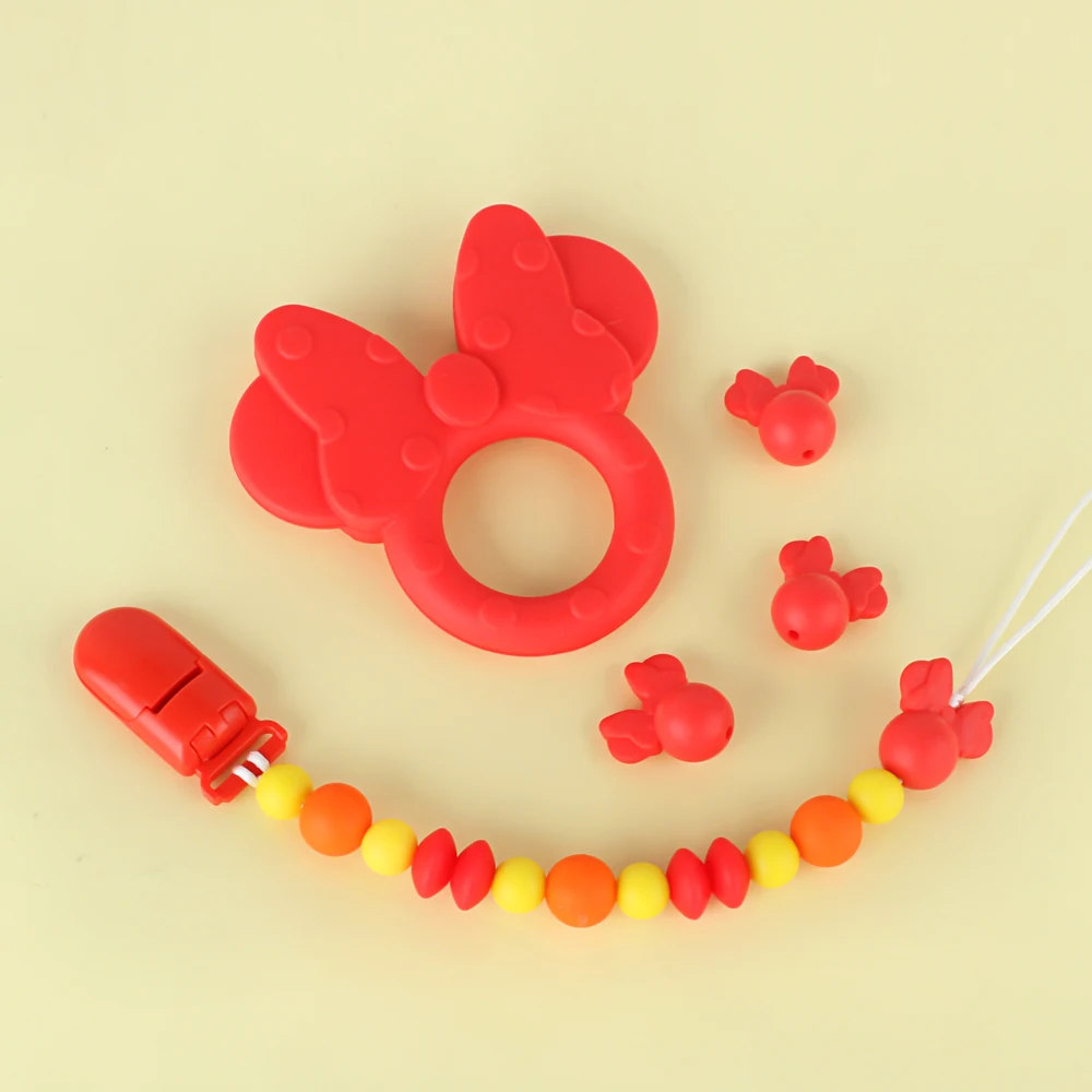 10pcs Mouse Silicone Beads Cartoon Focal Loose Beads DIY Bracelets Necklace Keychain Accessories For Jewelry Making