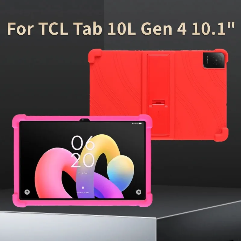 For TCL Tab 10L Gen 4 Tablet Case 10 Inches Tablet Kids Friendly Soft Silicone Adjustable Stand Cover Protective Sleeve 8483A
