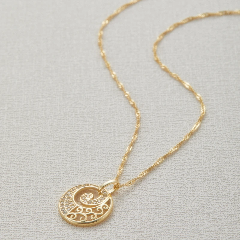 1 Pc Luxury Golden Color Hollow Floral Pattern Necklace Boho Pendant Bride Wedding Jewelry Valentine's Day Jewelry Gifts