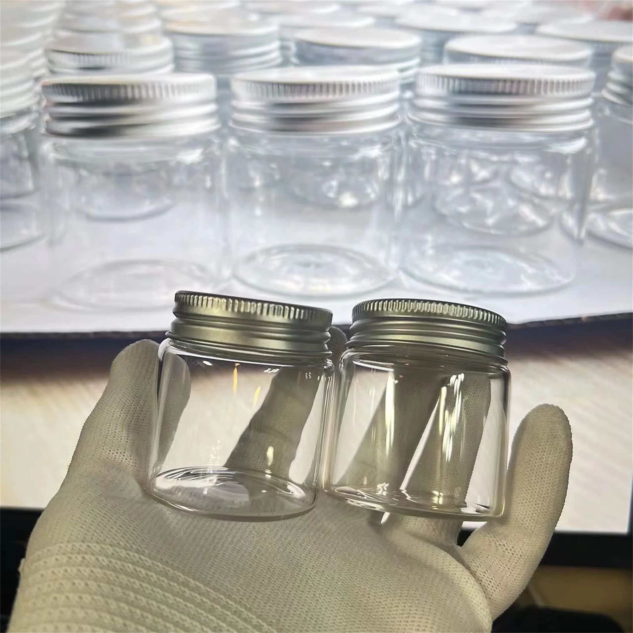 6/12/24 PCS 50ml Silver Screw Caps Glass Jars 33×47×50mm Small Glass Bottles Christmas Candy DIY Crafts  Home Decor Vials