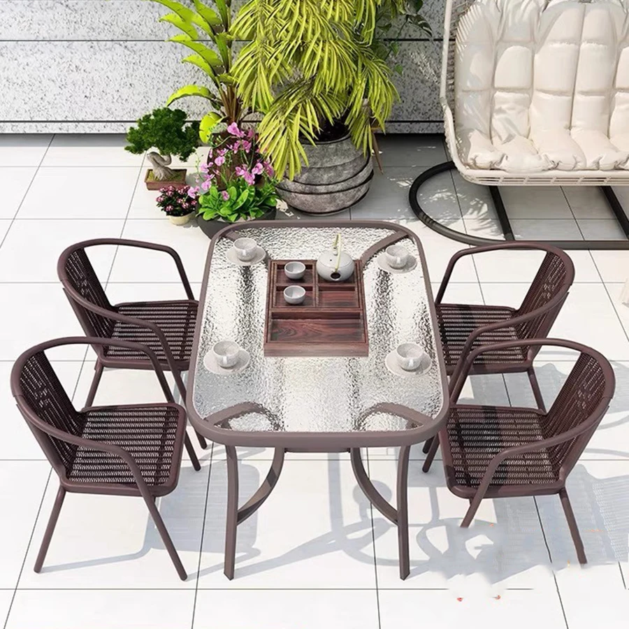 Rattan Effect Outdoor Furniture Sets Unique Back Yard Patio Furniture Sets Fiberglass Lounge High Quality Mueble Gardin Chairs