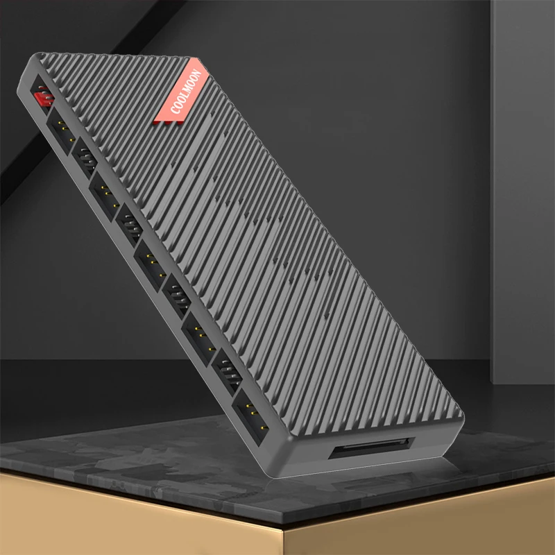 High Performance PWM and ARGB Hub Splitter for PC with 10 Fan Connections and Magnetic Installation Option