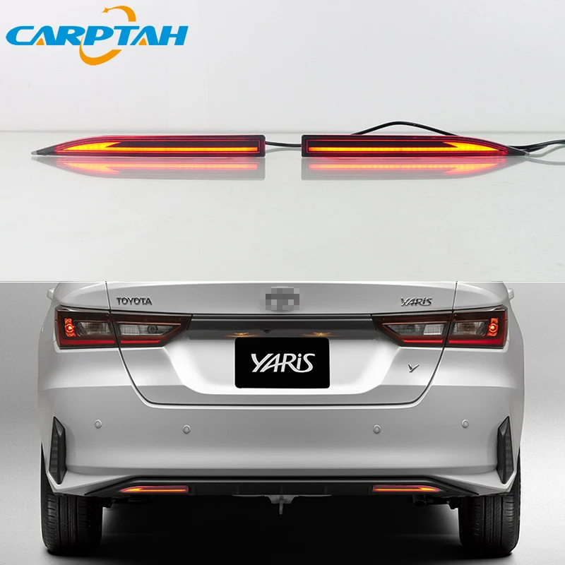 LED Bumper Reflector Light For Toyota Yaris Ativ Vios 2022-2024 3-in-1 Functions Rear Running Lamp + Brake Light + Turn Signal