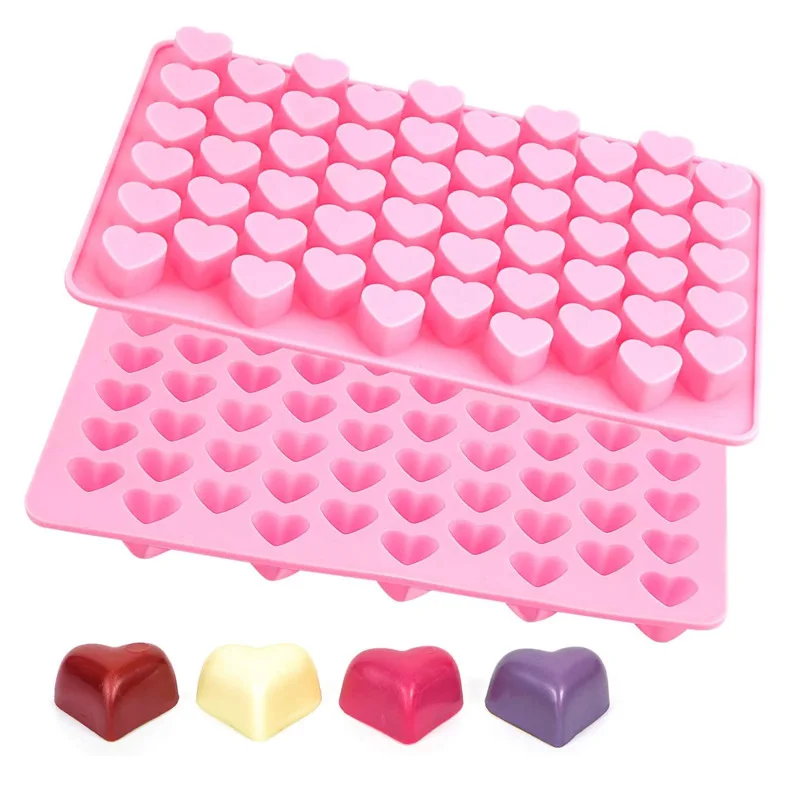 Moldes de Silicona con Forma de Corazón de 55 Cavidades para Hornear, Molde para Cubitos de Hielo, Dulces y Chocolate, Moldes para Dulces de San Valentín