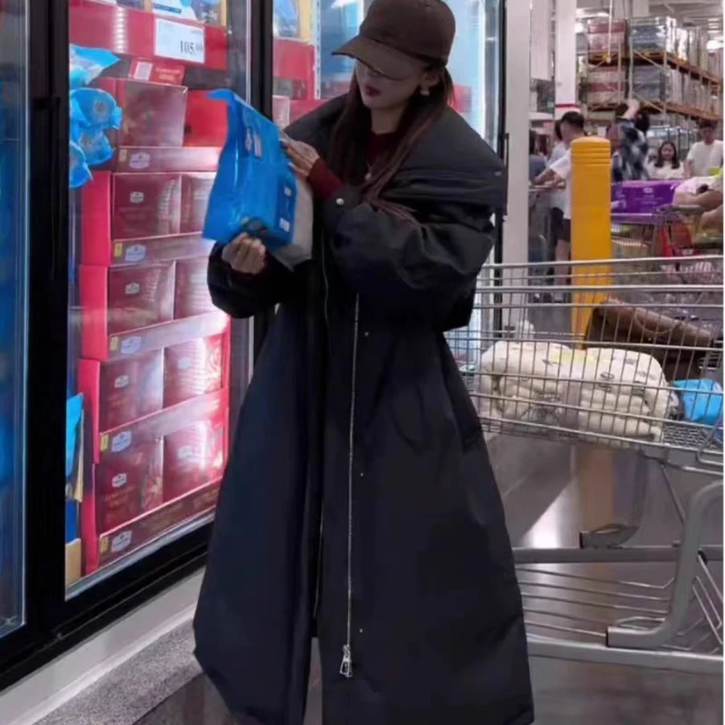 Short and Long Down Jacket, Lazy and Luxurious Drawstring Hooded Thick Warm Jacket, Women's 2024 Winter New Style