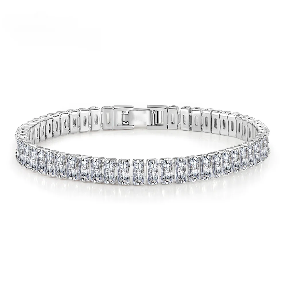 Bracelet en Argent et Clip Fin pour Femme, Bijoux de Luxe, Fiançailles, Mariage, Glamour, 18cm