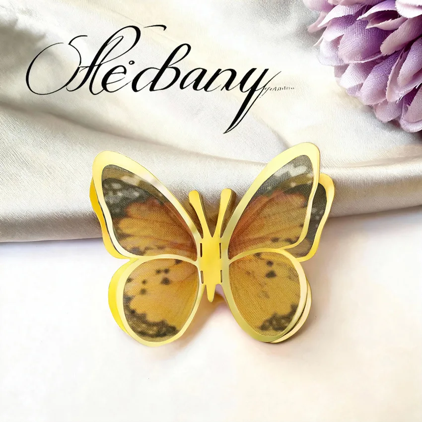

50pcs 5cm Colorful Gilt Edged Double-layer Butterfly For DIY Handmade Hairband Wedding Bride Dessert Party Decor