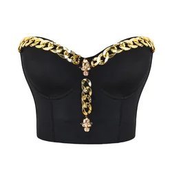 Moda Seksowne damskie gorsetowe topy Punk Rock Goth Bustier Bra Night Club Party Cropped Vest Ladies' Push UP Shaper Top