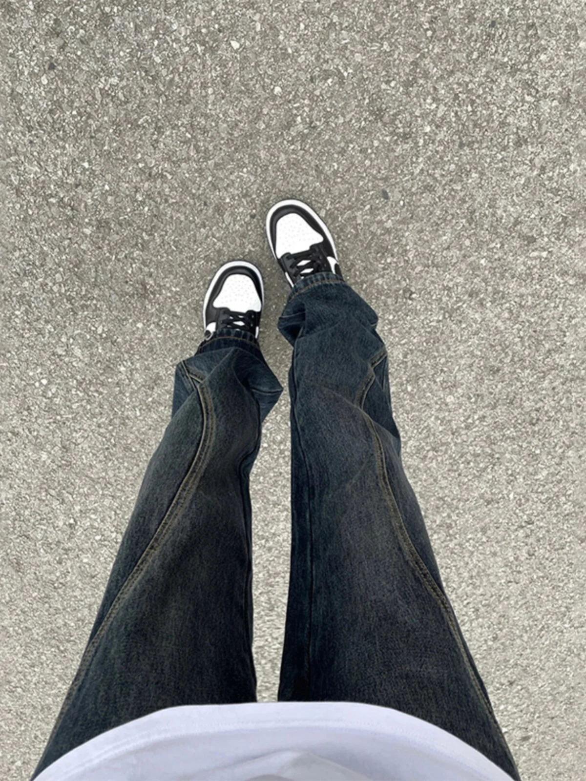 

Retro Blue Men's Jeans Spring Autumn Sle Waed Distred Flared Straight Leg American Vibe Trousers Cotton Polyester Blend