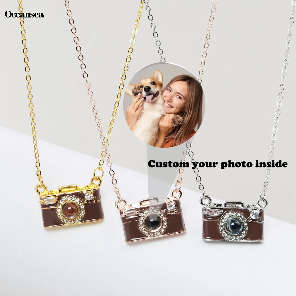 

Custom Projection Photo Necklace with Brown Color Camera Shaped Necklace Personalized Photo Pendant Necklace Jewelry Gift