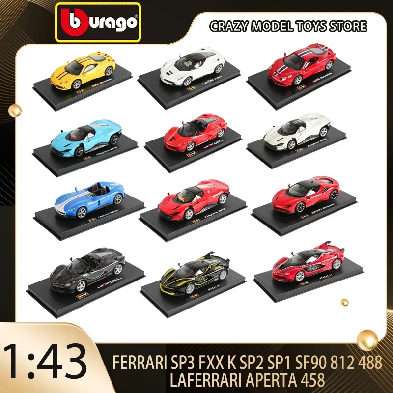 Bburago 1:43 Ferrari SP3 FXX K SP2 SP1 SF90 812 488 Laferrari Aperta 458 Alloy Die Casting Cars Model Supercar Collection Gift