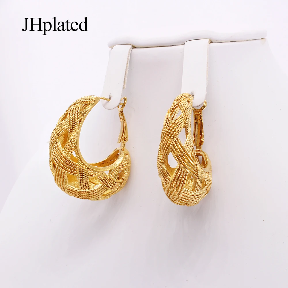 Ethiopia Classic Gold Plated Copper Hoop Earrings for Women Simple Circle  Ear Rings Steampunk Accessories party wedding jewelry