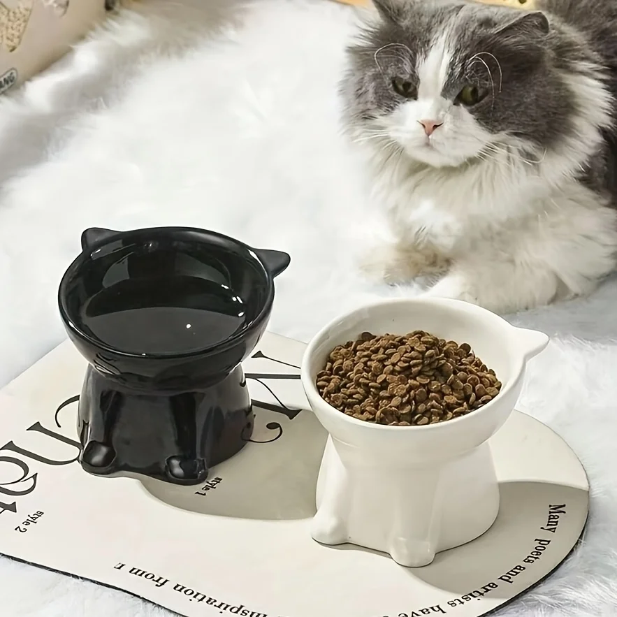 Cuenco para gatos, bandeja inclinada de 15 grados antivómitos, Base estable, no es fácil de voltear, estación de alimentación para beber o alimentos para mascotas, 1 ud.