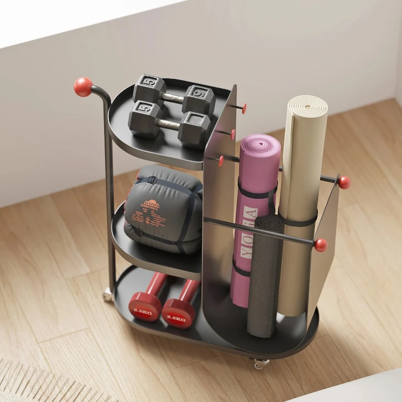 ‌2-in-1 Yoga Mat Storage & Basketball Holder - Heavy Duty Metal Wheeled Organizer for Gym, Home, Sports Equipment, Studio Garage