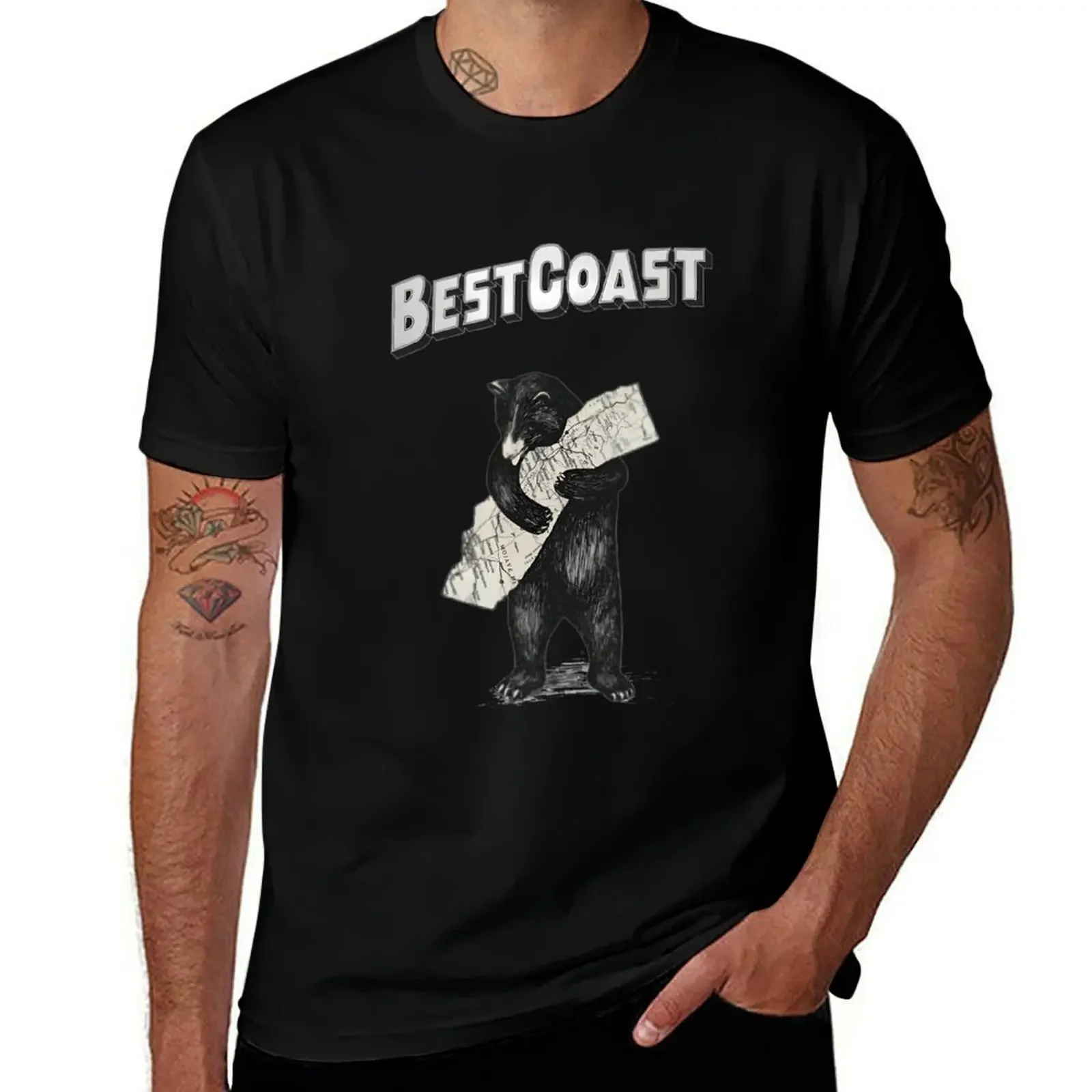 Best Coast Bear \t T-Shirt vintage clothes boys animal print basketball graphic tees T-shirt men