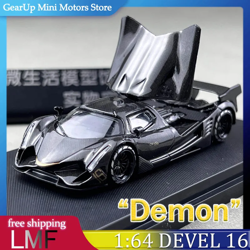 

LMF 1:64 Devel Sixteen “Demon” Hypercar Opening Engine Hood Acrylic Base For Hypercar Collector Miniature Car Model Fan Toy Gift