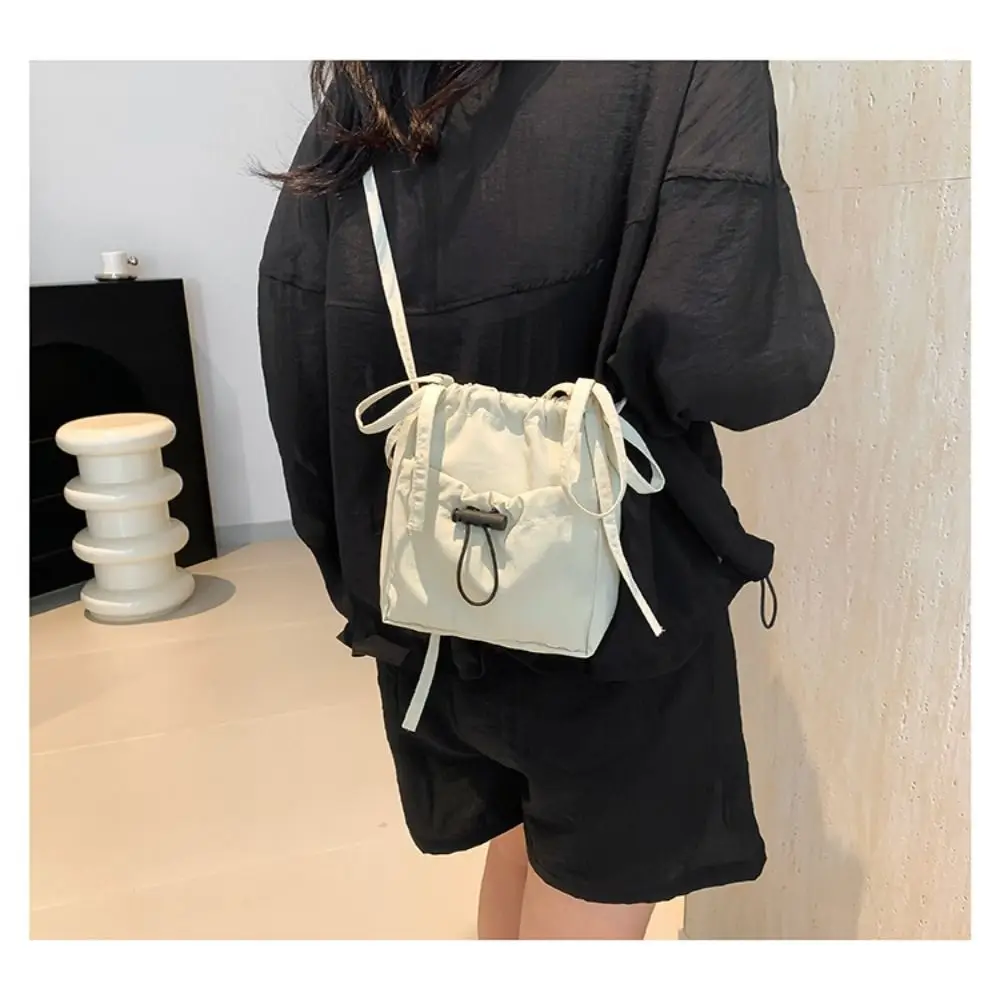 Casual Large capacity Women Shoulder Bag Reusable Cell Phone Purse Pouch Drawstring Crossbody Bag Simple Versatile Shopping Bag