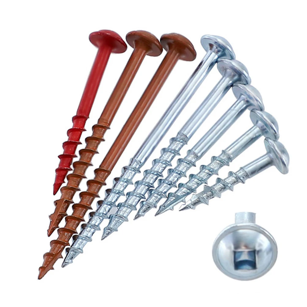 

100 Pcs Self Tapping Screws Half Tooth Coarse Woodworking Inclined Hole Oblique Masonry Carbon Steel Square Head