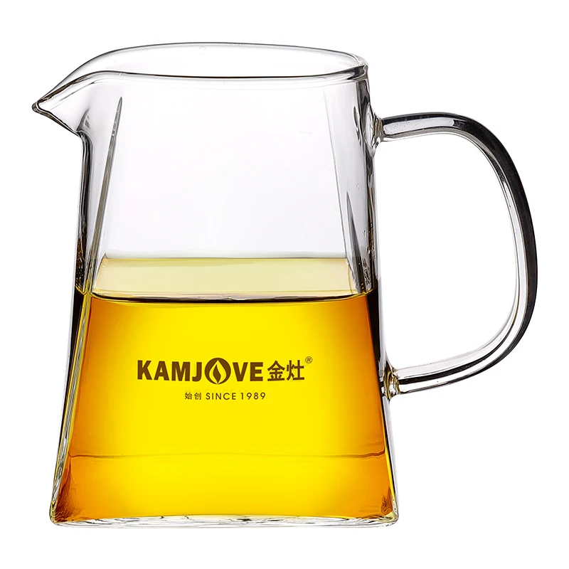 

KAMJOVE Handmade Chinese Kung Fu Tea Cup 350ml Heat-resisting Glass Tea Cup Tea Filter Tea Pitcher with Handle GO-31 Fair Cup