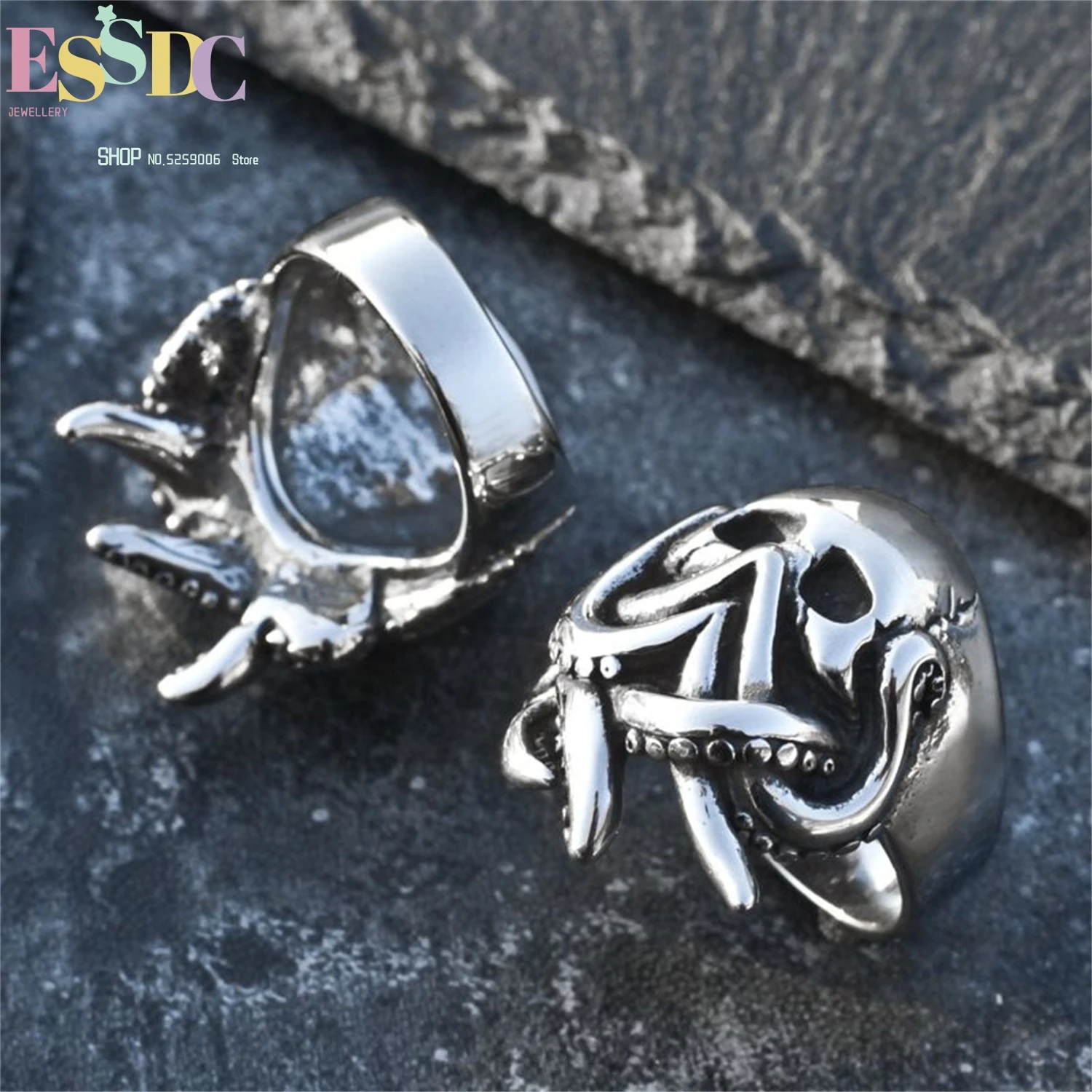 Octopus Titanium Steel Ring For Men Hip Hop Vintage Street Rock Adjustable Unisex Edgy Fashion Jewelry Gift