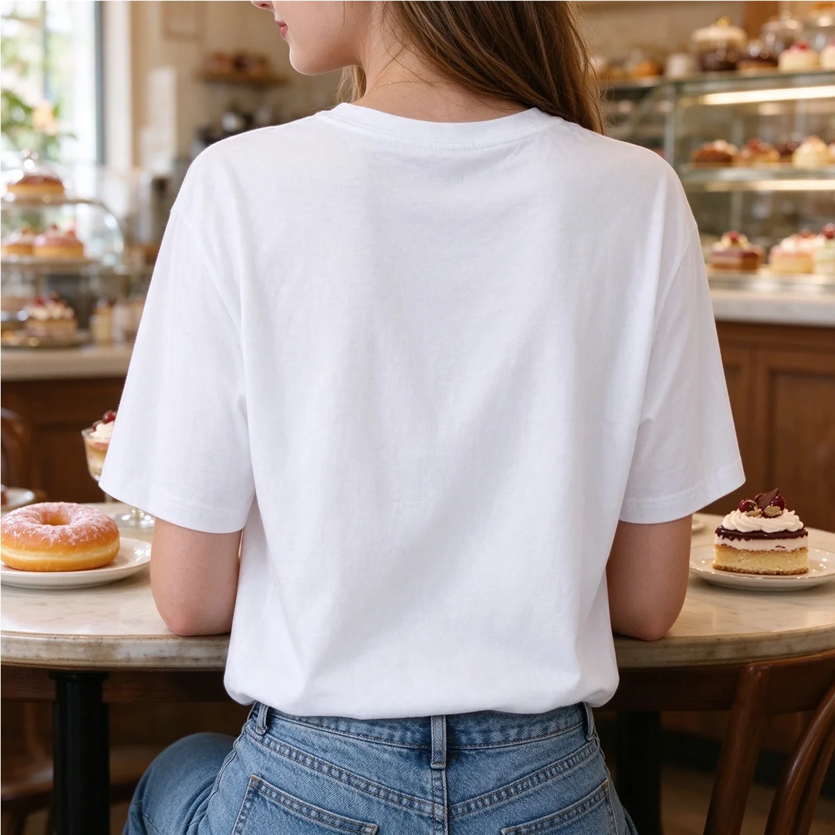 Women Short Sleeve T Shirt Donut Squad Cute Cartoon Donut Print Tee White Casual Top for Daily Wear Gift for Girls Food Lover